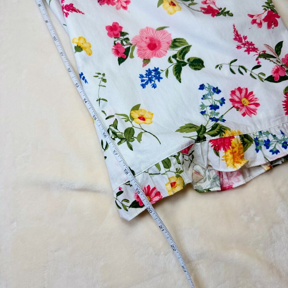 Gal Meets Glam Beverly Ruffle Floral Cotton Wide Leg Cropped Jumpsuit White 4 - Picture 15 of 16